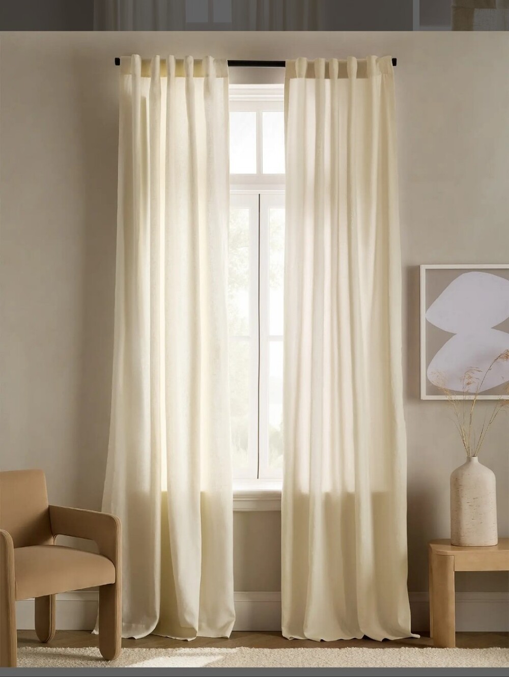 New Quince 96"x120" European Linen Ivory Curtain 96x120 96×120 1 Panel